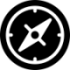 Black and white compass icon with a central pointer.